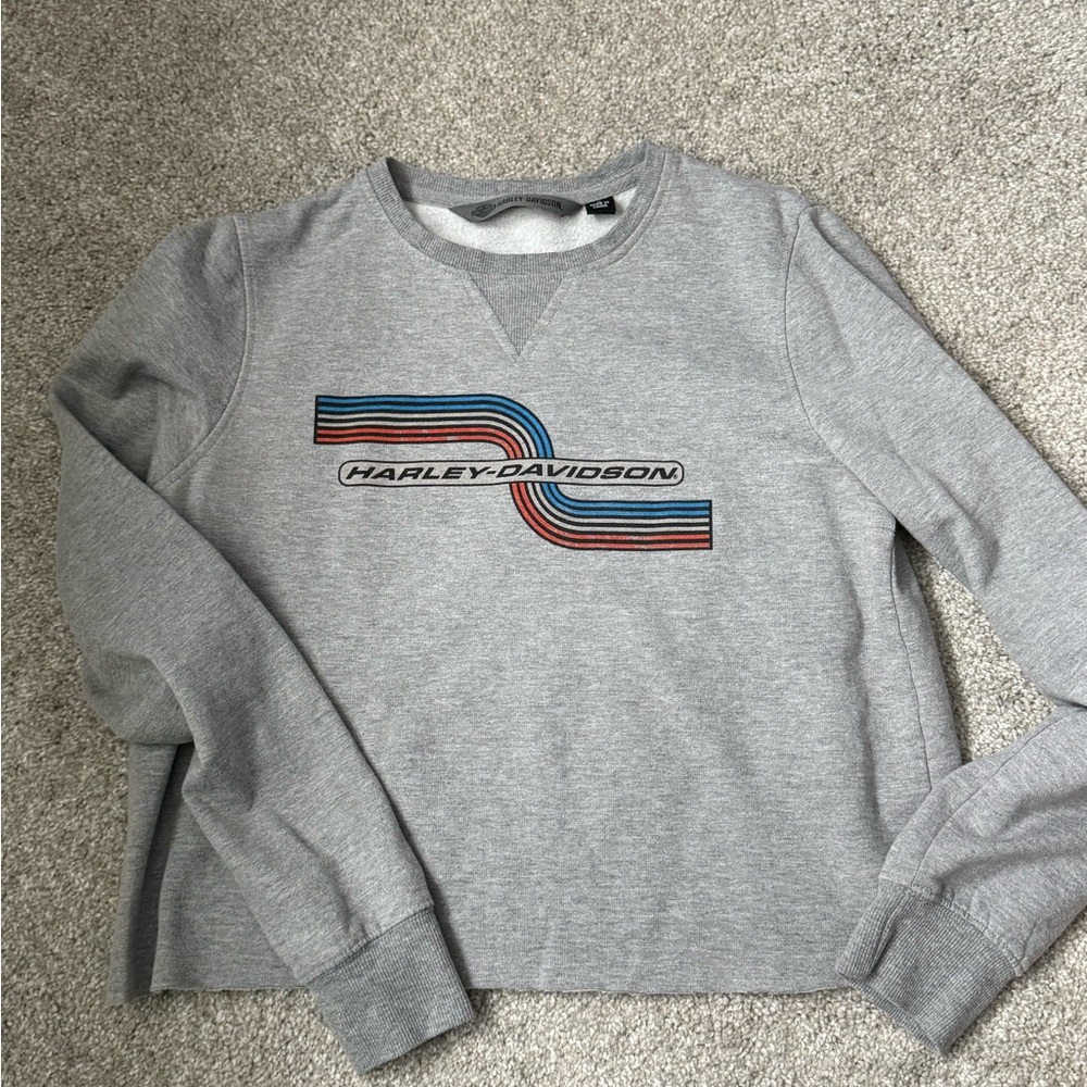 Harley-Davidson Women's Gray Crop Crewneck Sweatshirt